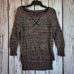 Allen B. Schwartz Medium Made in USA Rainbow Knitted Sweater High-Low Hemline